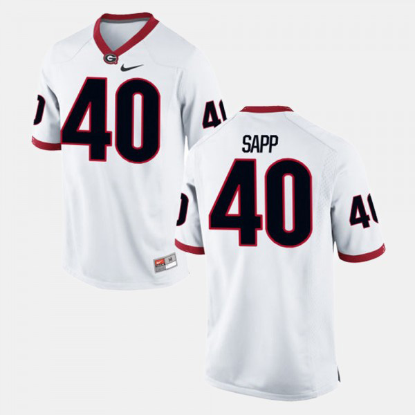 Men's #40 Theron Sapp Georgia Bulldogs Alumni Football Game Jersey - White